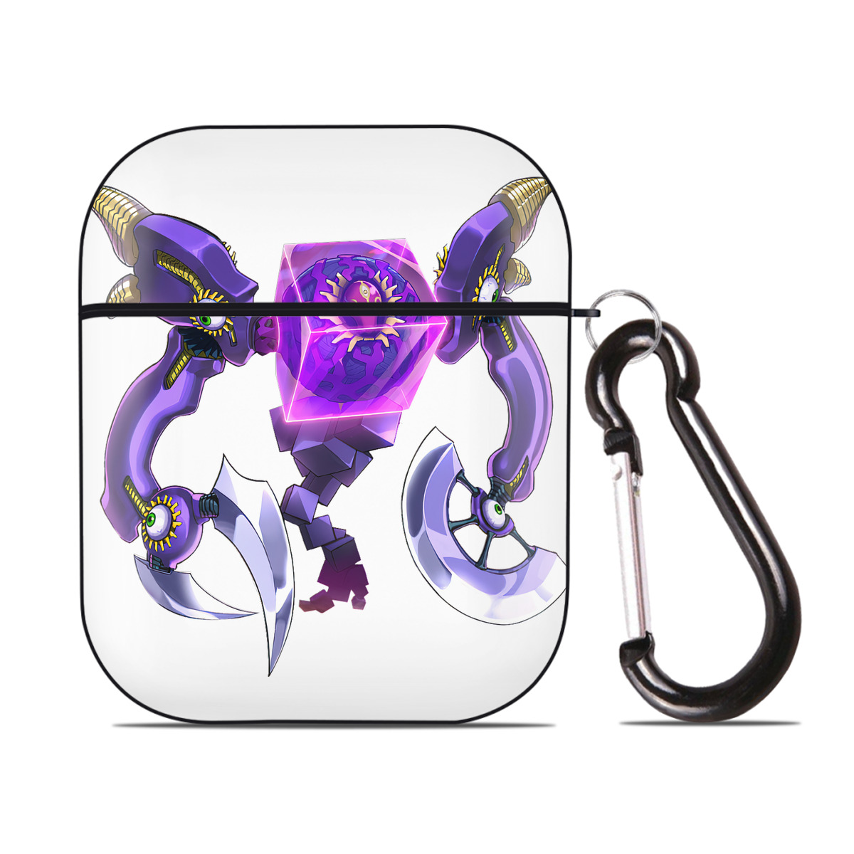 （画像用） 遊☆戯☆王 Yu-Gi-Oh! AirPods 第2世代保護ケース ハードシェル ブラック 耐衝撃・防指紋・カラビナ付き