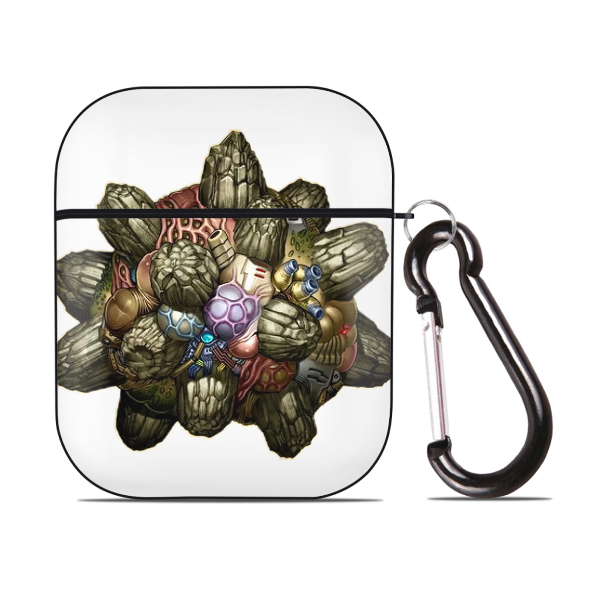 （画像用） 遊☆戯☆王 Yu-Gi-Oh! AirPods 第2世代保護ケース ハードシェル ブラック 耐衝撃・防指紋・カラビナ付き