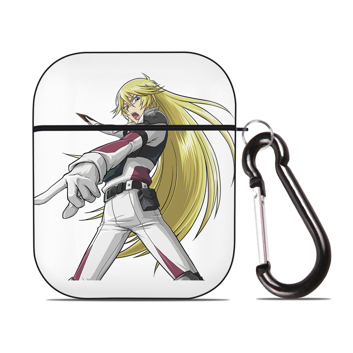 （画像用） 遊☆戯☆王 Yu-Gi-Oh! AirPods 第2世代保護ケース ハードシェル ブラック 耐衝撃・防指紋・カラビナ付き