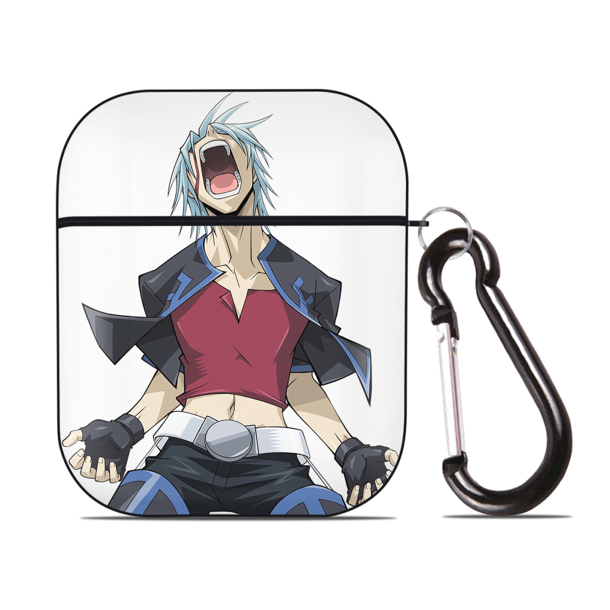 （画像用） 遊☆戯☆王 Yu-Gi-Oh! AirPods 第2世代保護ケース ハードシェル ブラック 耐衝撃・防指紋・カラビナ付き
