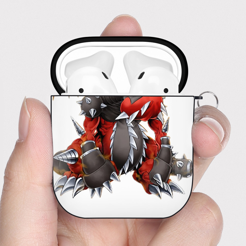 （画像用） 遊☆戯☆王 Yu-Gi-Oh! AirPods 第2世代保護ケース ハードシェル ブラック 耐衝撃・防指紋・カラビナ付き