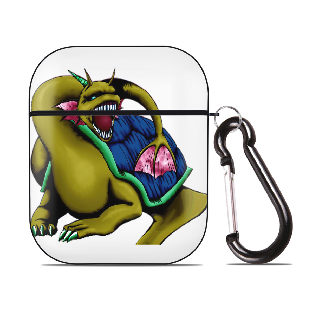 （画像用） 遊☆戯☆王 Yu-Gi-Oh! AirPods 第2世代保護ケース ハードシェル ブラック 耐衝撃・防指紋・カラビナ付き