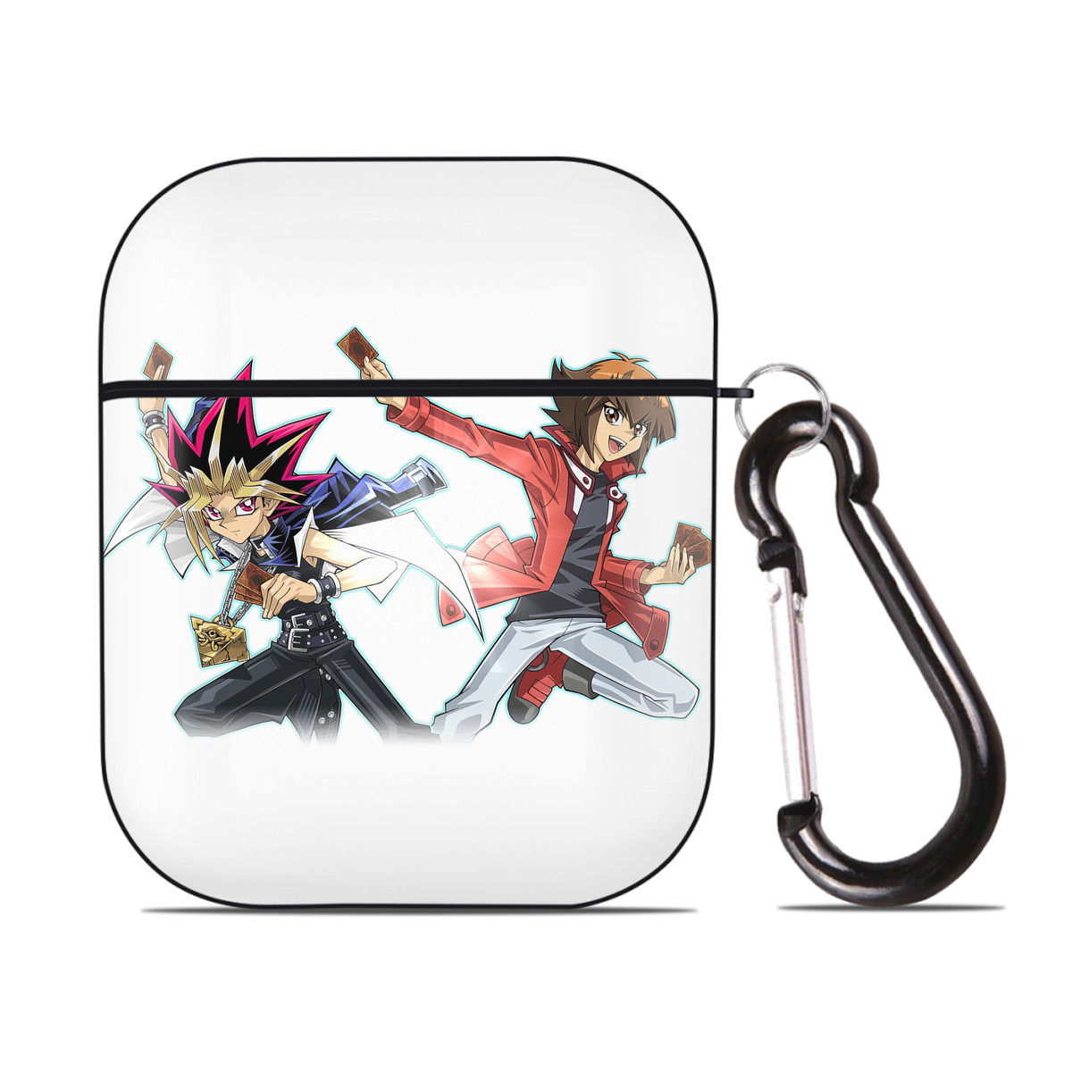 （画像用） 遊☆戯☆王 Yu-Gi-Oh! AirPods 第2世代保護ケース ハードシェル ブラック 耐衝撃・防指紋・カラビナ付き