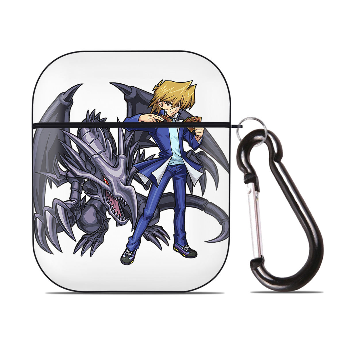 （画像用） 遊☆戯☆王 Yu-Gi-Oh! AirPods 第2世代保護ケース ハードシェル ブラック 耐衝撃・防指紋・カラビナ付き