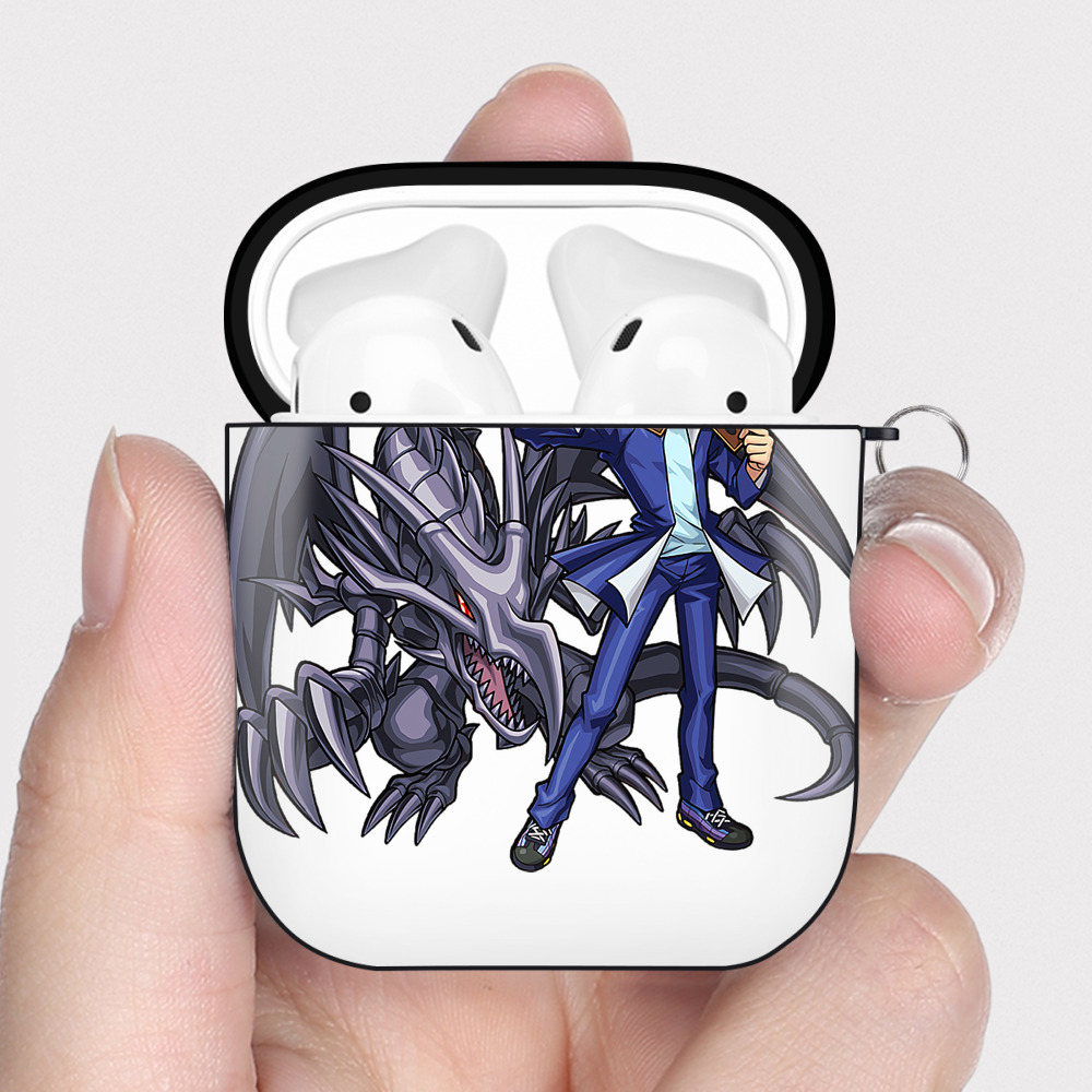 （画像用） 遊☆戯☆王 Yu-Gi-Oh! AirPods 第2世代保護ケース ハードシェル ブラック 耐衝撃・防指紋・カラビナ付き
