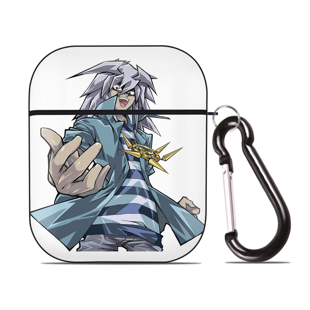 （画像用） 遊☆戯☆王 Yu-Gi-Oh! AirPods 第2世代保護ケース ハードシェル ブラック 耐衝撃・防指紋・カラビナ付き
