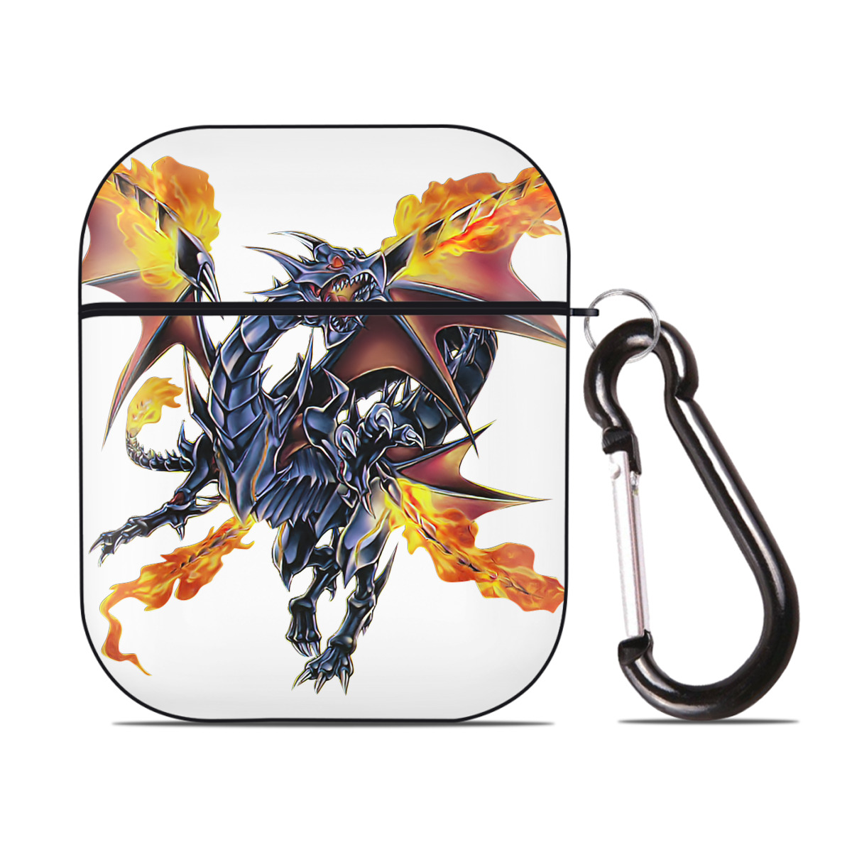 （画像用） 遊☆戯☆王 Yu-Gi-Oh! AirPods 第2世代保護ケース ハードシェル ブラック 耐衝撃・防指紋・カラビナ付き