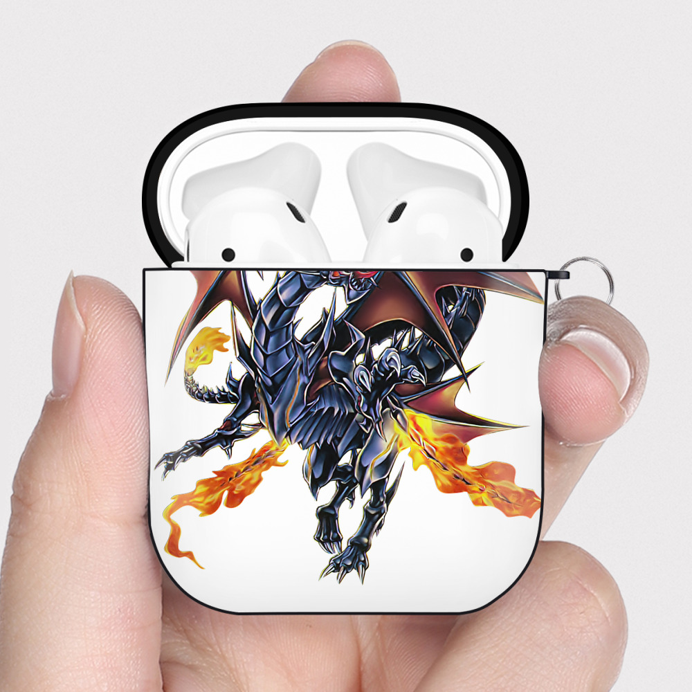 （画像用） 遊☆戯☆王 Yu-Gi-Oh! AirPods 第2世代保護ケース ハードシェル ブラック 耐衝撃・防指紋・カラビナ付き