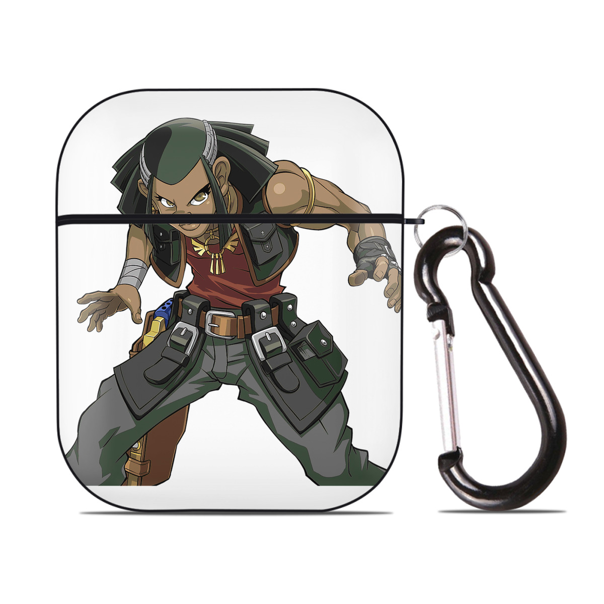 （画像用） 遊☆戯☆王 Yu-Gi-Oh! AirPods 第2世代保護ケース ハードシェル ブラック 耐衝撃・防指紋・カラビナ付き