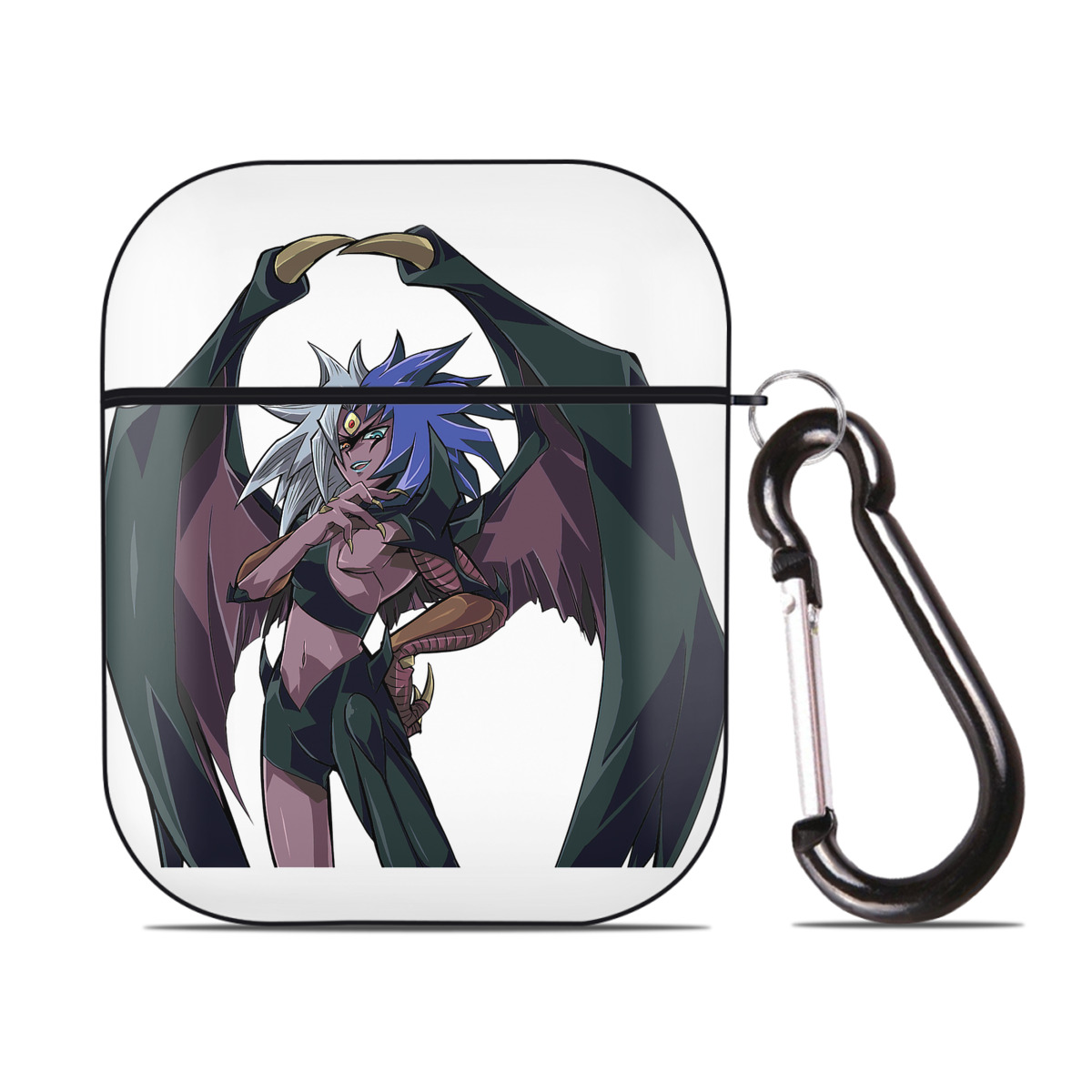 （画像用） 遊☆戯☆王 Yu-Gi-Oh! AirPods 第2世代保護ケース ハードシェル ブラック 耐衝撃・防指紋・カラビナ付き