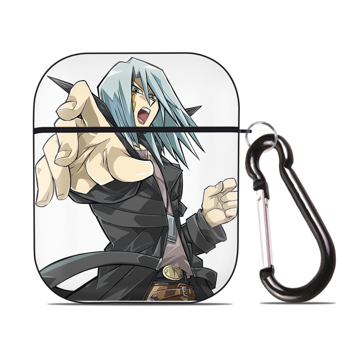 （画像用） 遊☆戯☆王 Yu-Gi-Oh! AirPods 第2世代保護ケース ハードシェル ブラック 耐衝撃・防指紋・カラビナ付き
