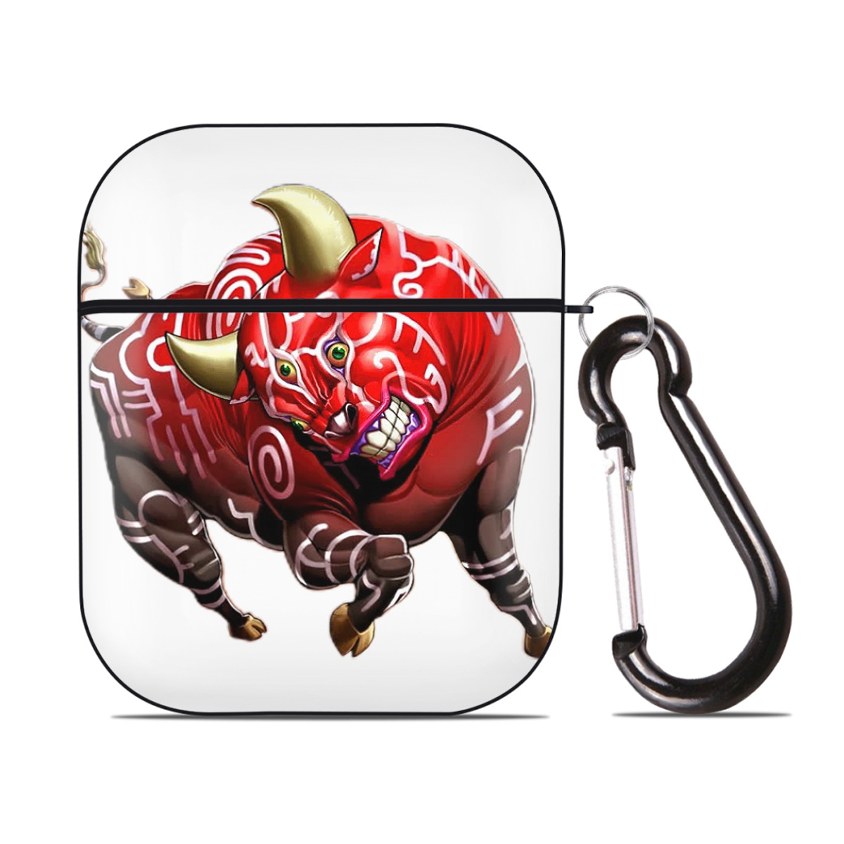 （画像用） 遊☆戯☆王 Yu-Gi-Oh! AirPods 第2世代保護ケース ハードシェル ブラック 耐衝撃・防指紋・カラビナ付き