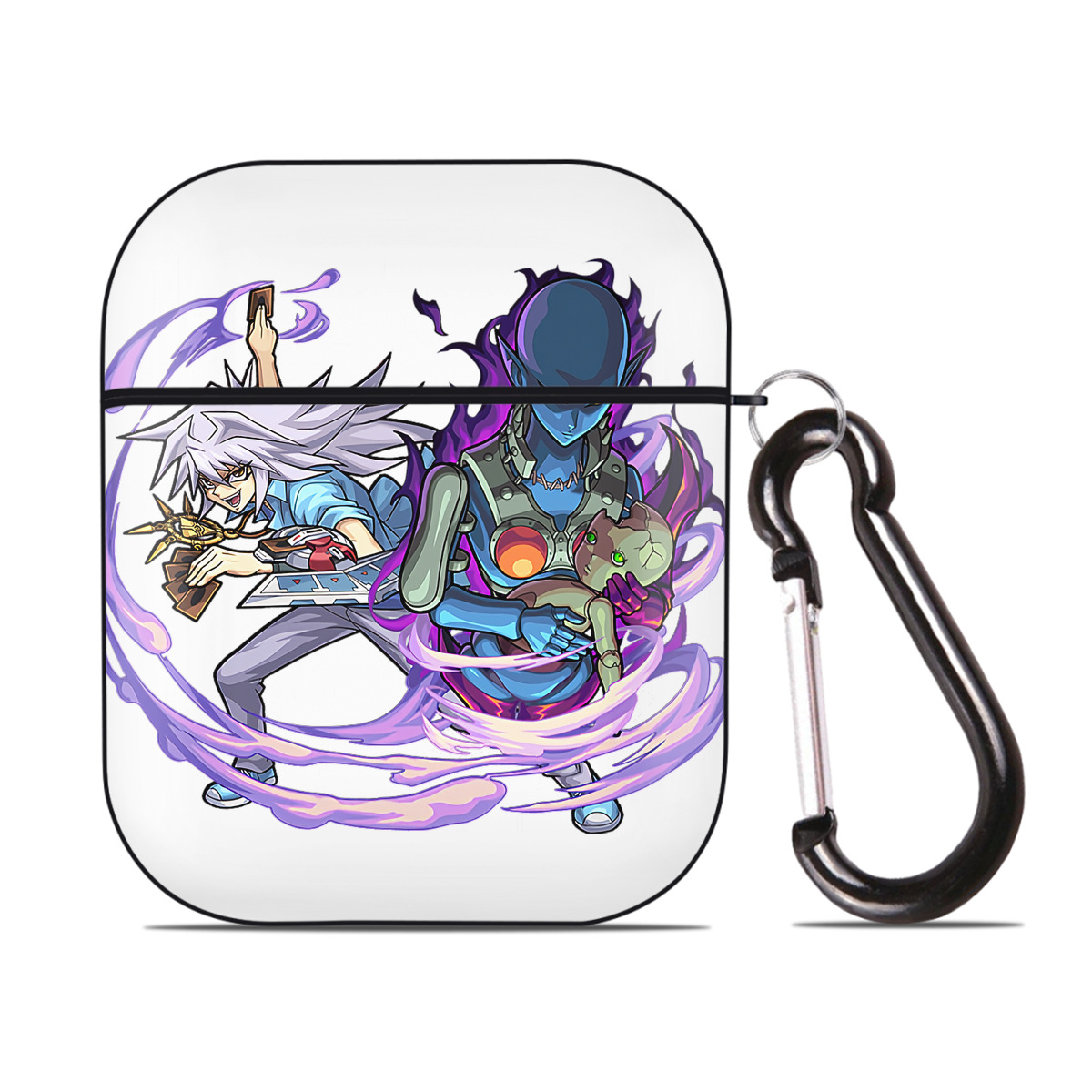 （画像用） 遊☆戯☆王 Yu-Gi-Oh! AirPods 第2世代保護ケース ハードシェル ブラック 耐衝撃・防指紋・カラビナ付き