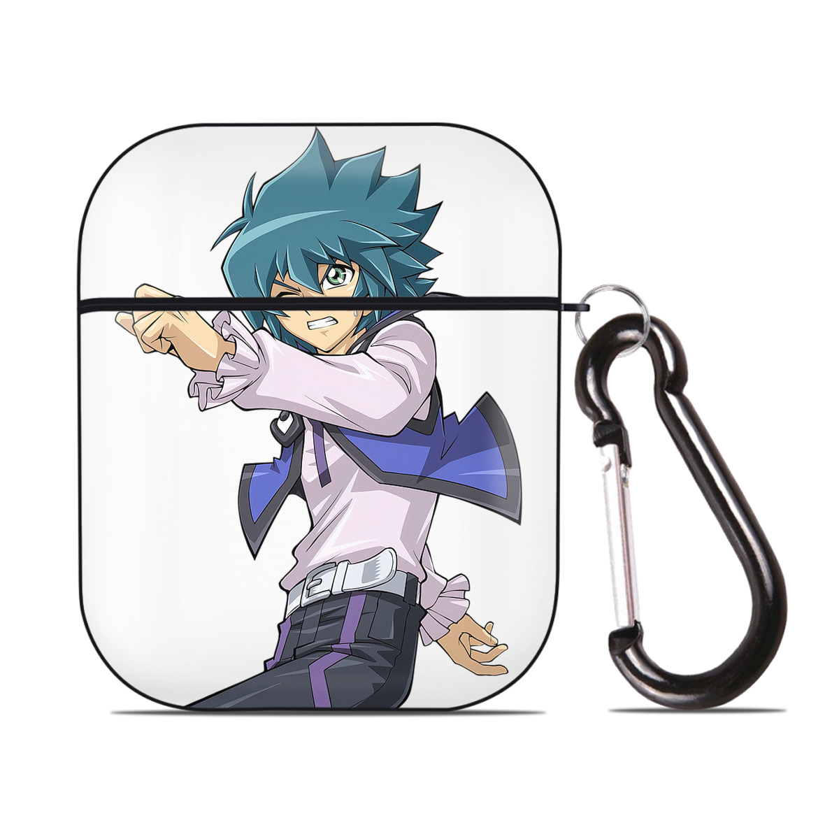 （画像用） 遊☆戯☆王 Yu-Gi-Oh! AirPods 第2世代保護ケース ハードシェル ブラック 耐衝撃・防指紋・カラビナ付き