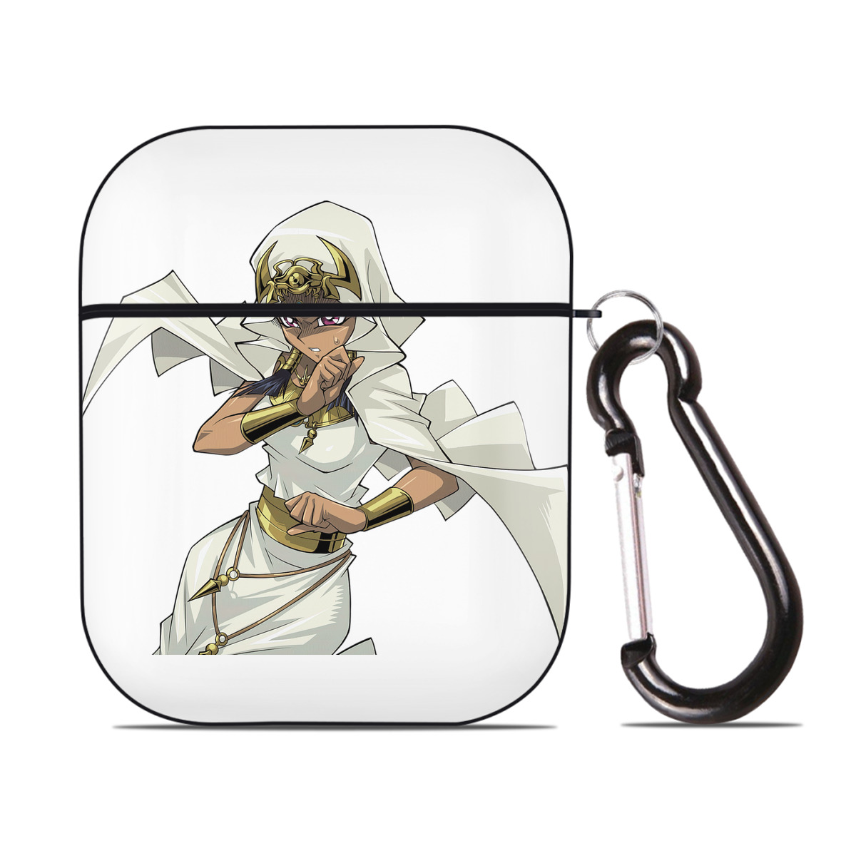 （画像用） 遊☆戯☆王 Yu-Gi-Oh! AirPods 第2世代保護ケース ハードシェル ブラック 耐衝撃・防指紋・カラビナ付き