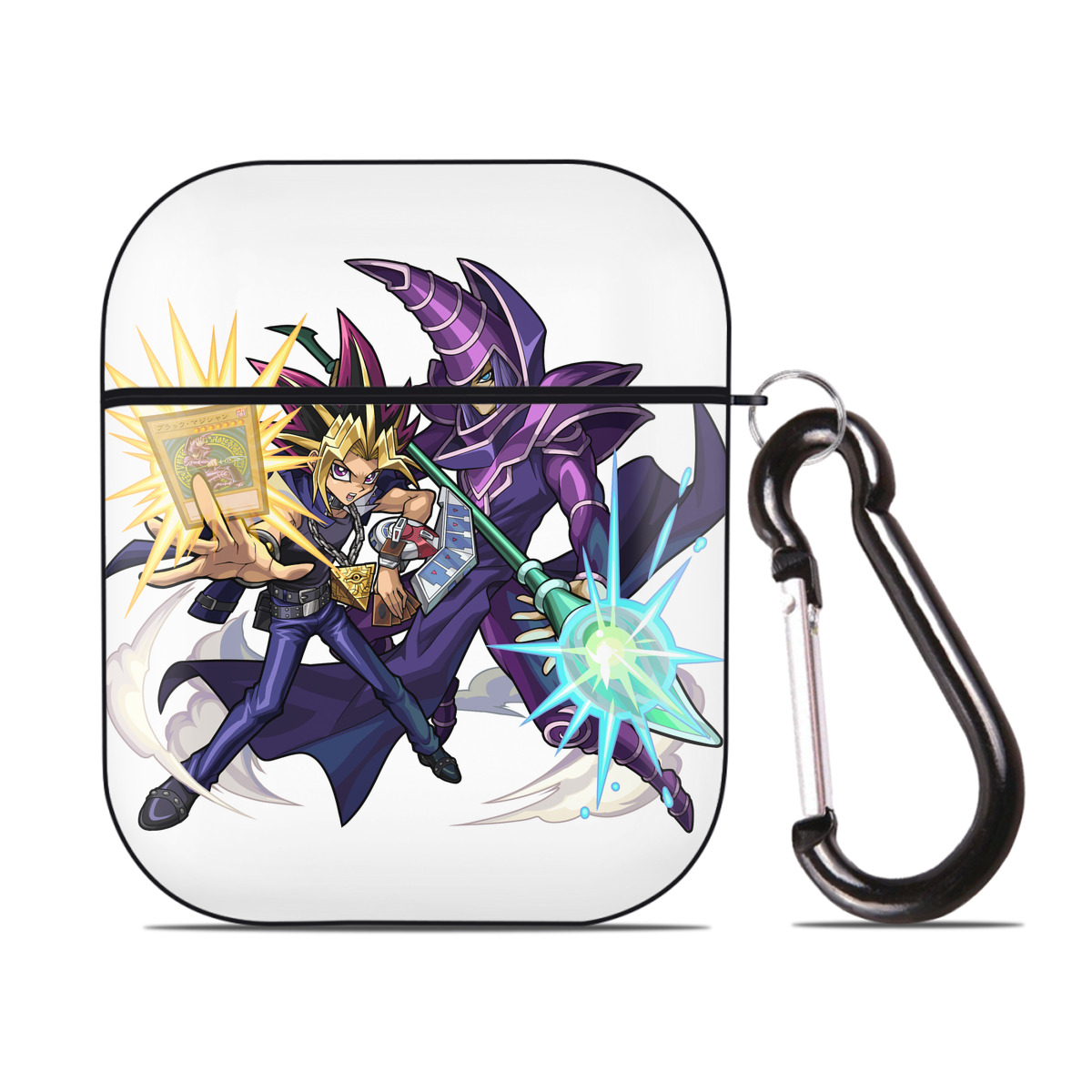 （画像用） 遊☆戯☆王 Yu-Gi-Oh! AirPods 第2世代保護ケース ハードシェル ブラック 耐衝撃・防指紋・カラビナ付き