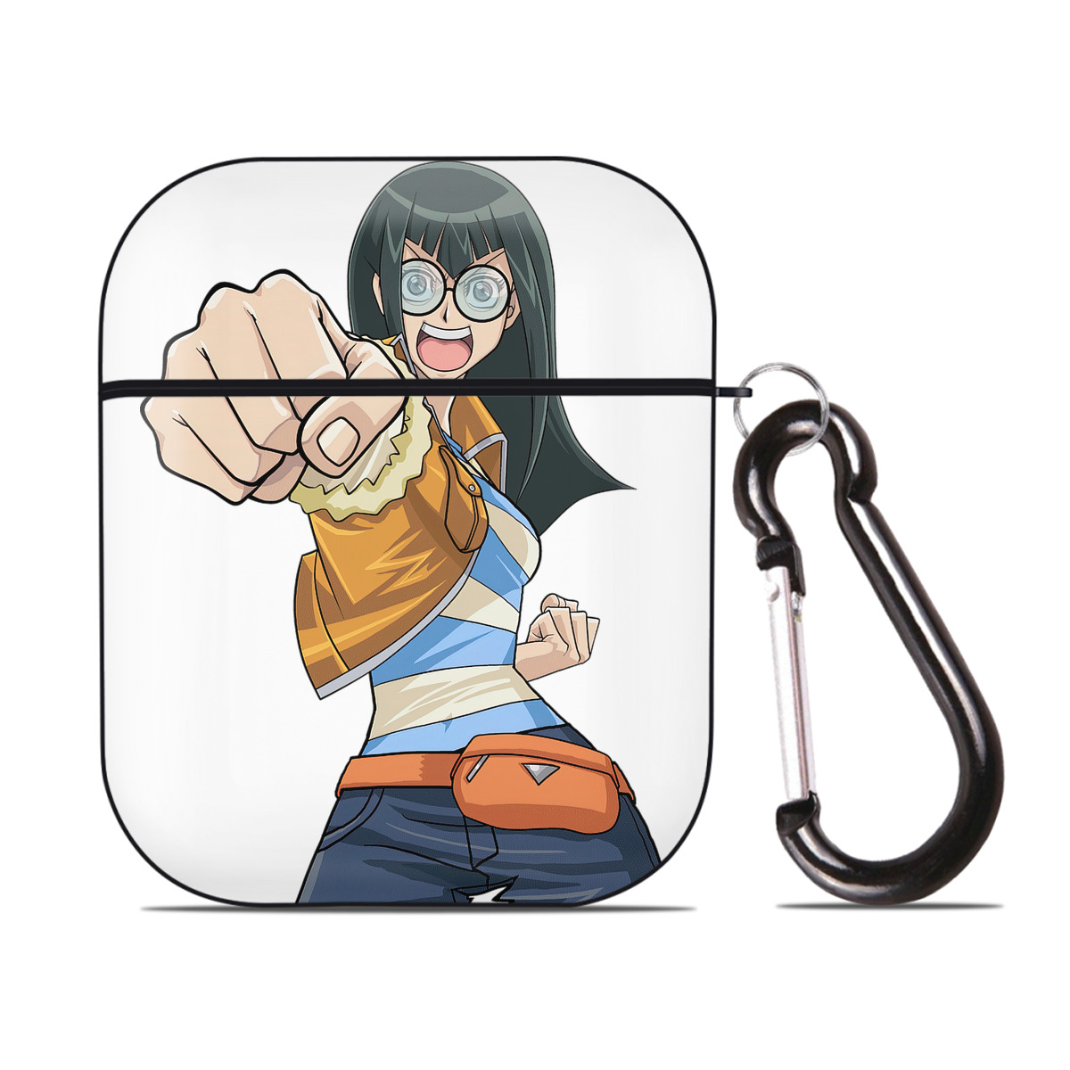 （画像用） 遊☆戯☆王 Yu-Gi-Oh! AirPods 第2世代保護ケース ハードシェル ブラック 耐衝撃・防指紋・カラビナ付き