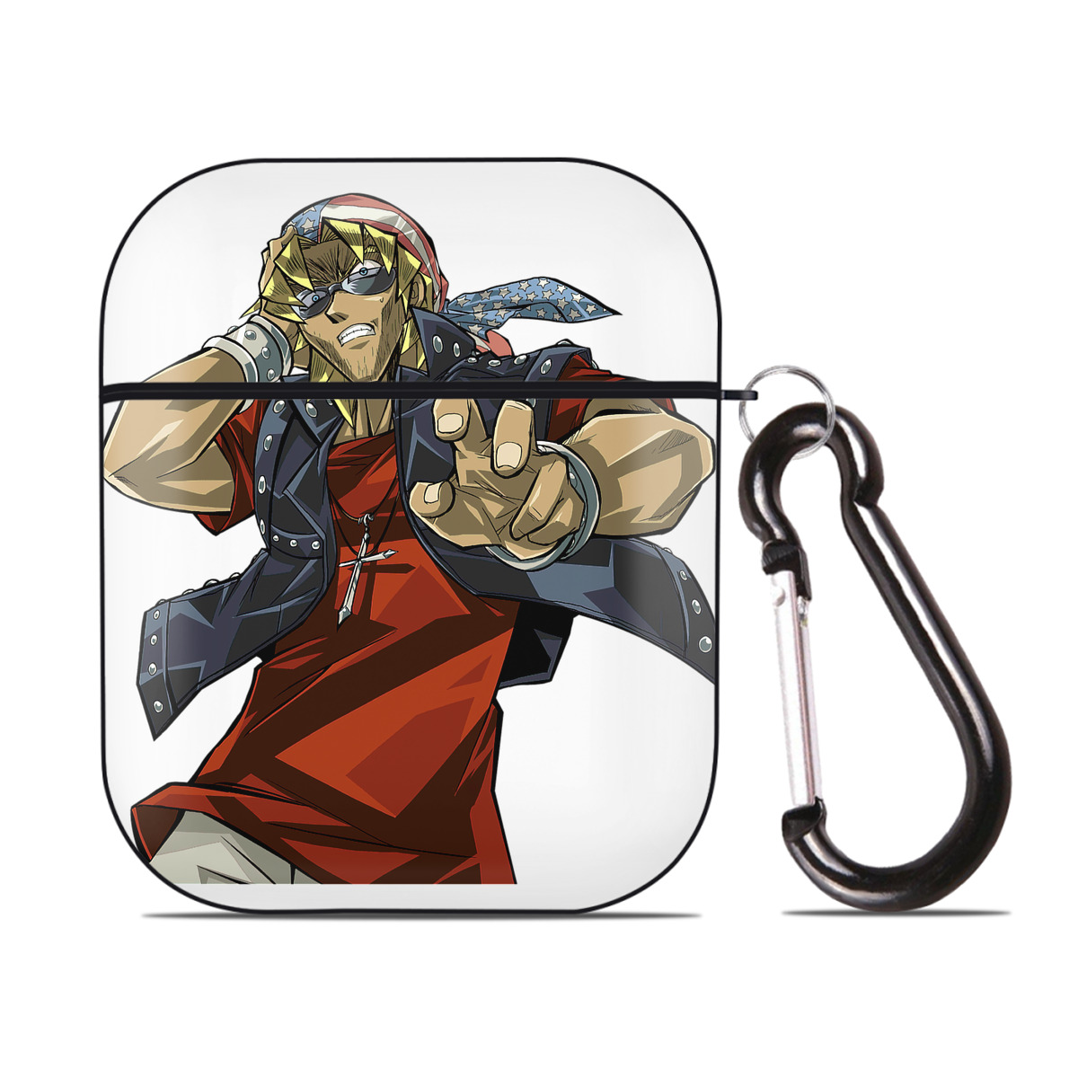 （画像用） 遊☆戯☆王 Yu-Gi-Oh! AirPods 第2世代保護ケース ハードシェル ブラック 耐衝撃・防指紋・カラビナ付き
