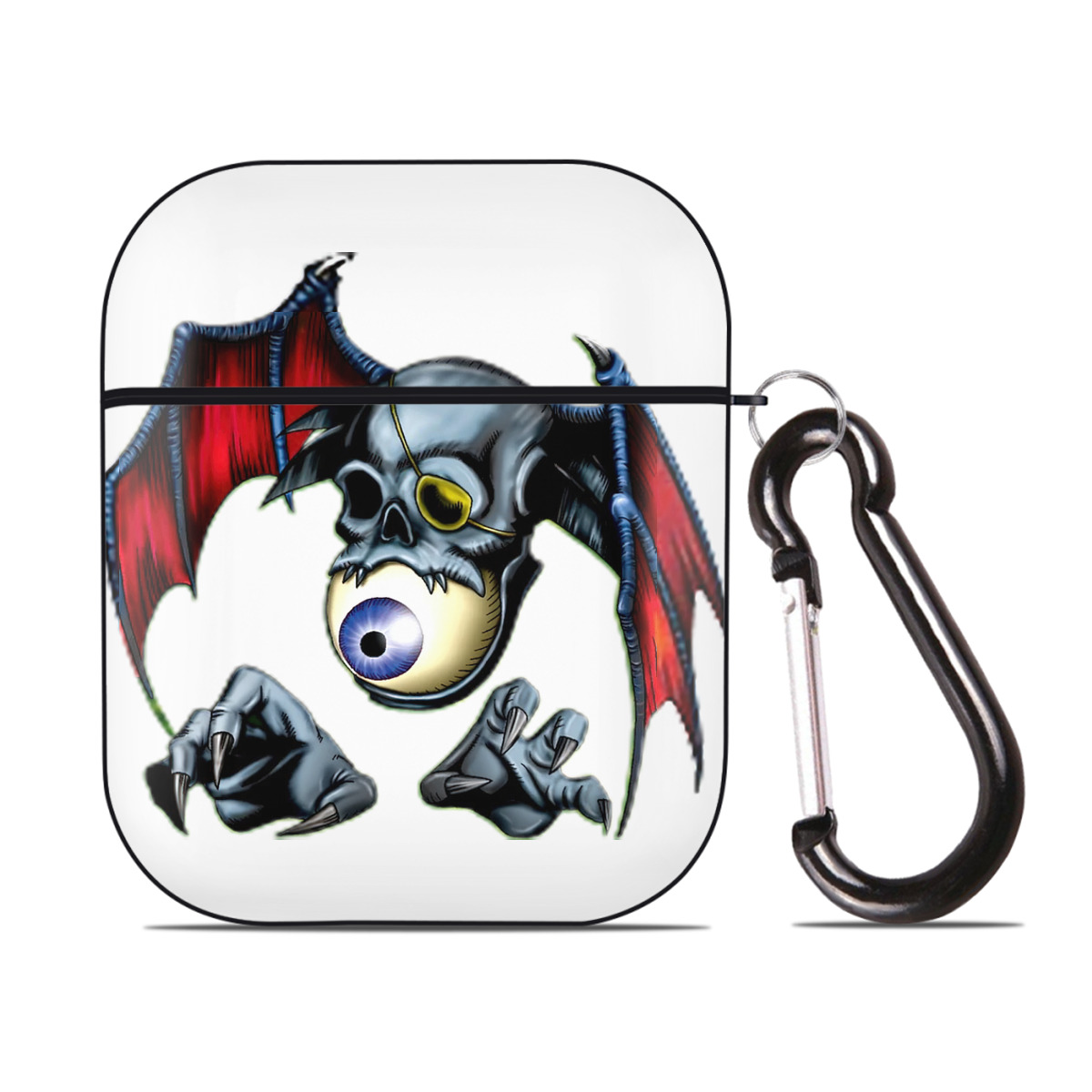 （画像用） 遊☆戯☆王 Yu-Gi-Oh! AirPods 第2世代保護ケース ハードシェル ブラック 耐衝撃・防指紋・カラビナ付き