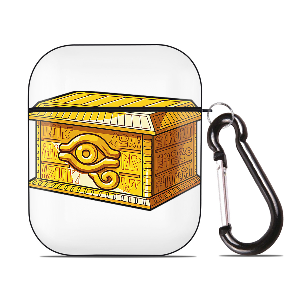 （画像用） 遊☆戯☆王 Yu-Gi-Oh! AirPods 第2世代保護ケース ハードシェル ブラック 耐衝撃・防指紋・カラビナ付き