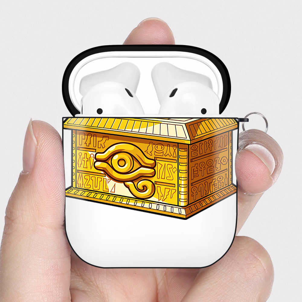 （画像用） 遊☆戯☆王 Yu-Gi-Oh! AirPods 第2世代保護ケース ハードシェル ブラック 耐衝撃・防指紋・カラビナ付き