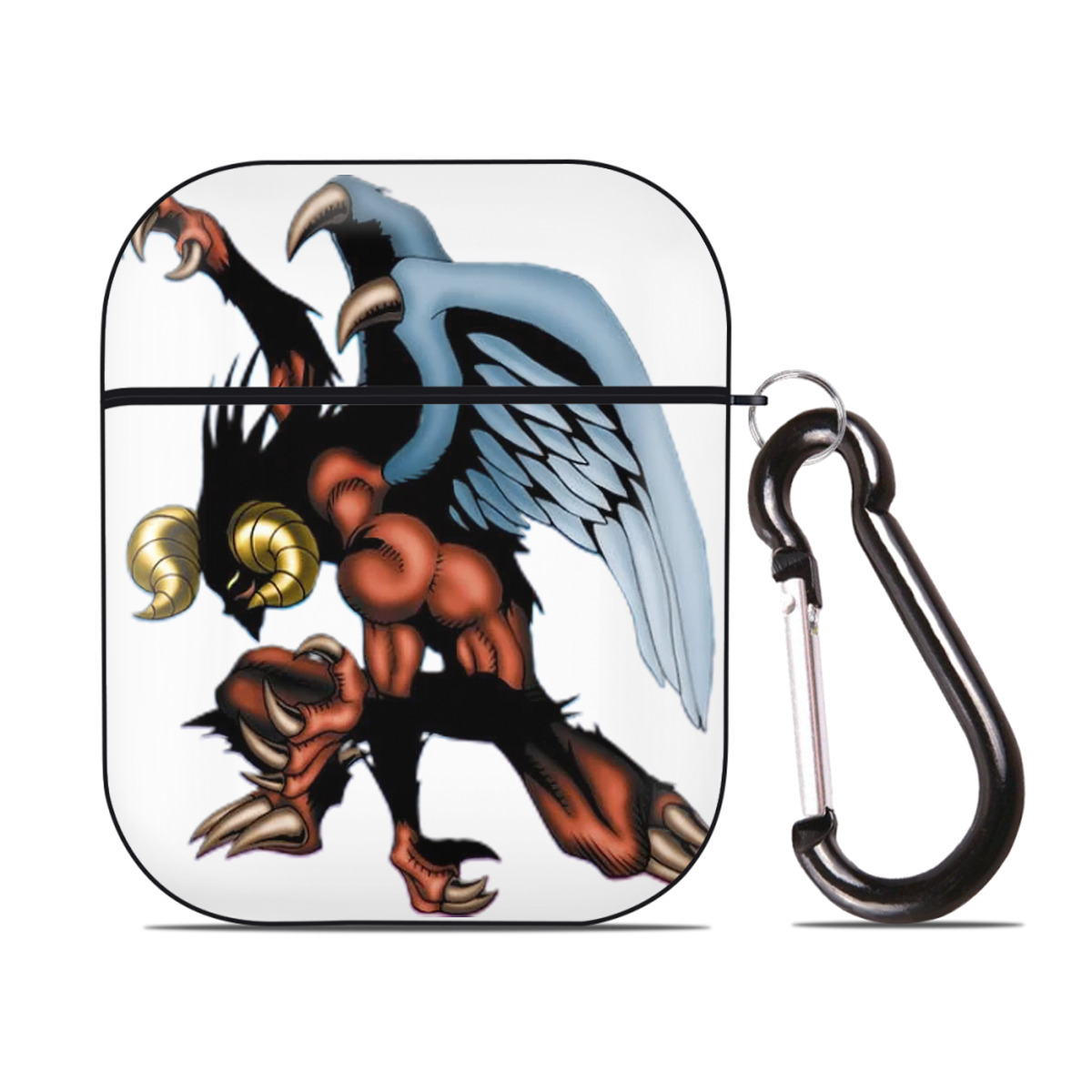 （画像用） 遊☆戯☆王 Yu-Gi-Oh! AirPods 第2世代保護ケース ハードシェル ブラック 耐衝撃・防指紋・カラビナ付き
