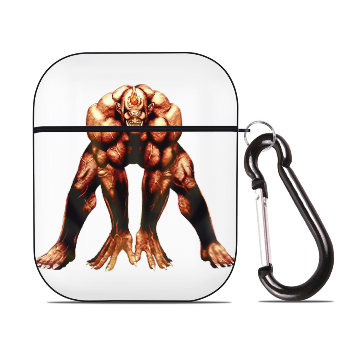 （画像用） 遊☆戯☆王 Yu-Gi-Oh! AirPods 第2世代保護ケース ハードシェル ブラック 耐衝撃・防指紋・カラビナ付き