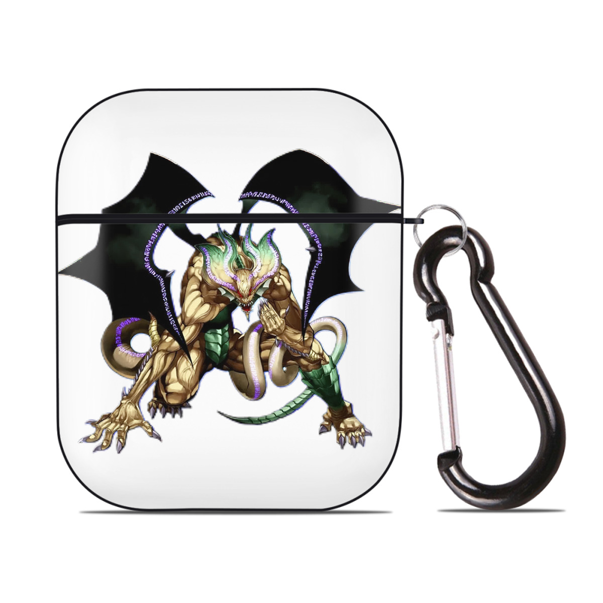 （画像用） 遊☆戯☆王 Yu-Gi-Oh! AirPods 第2世代保護ケース ハードシェル ブラック 耐衝撃・防指紋・カラビナ付き