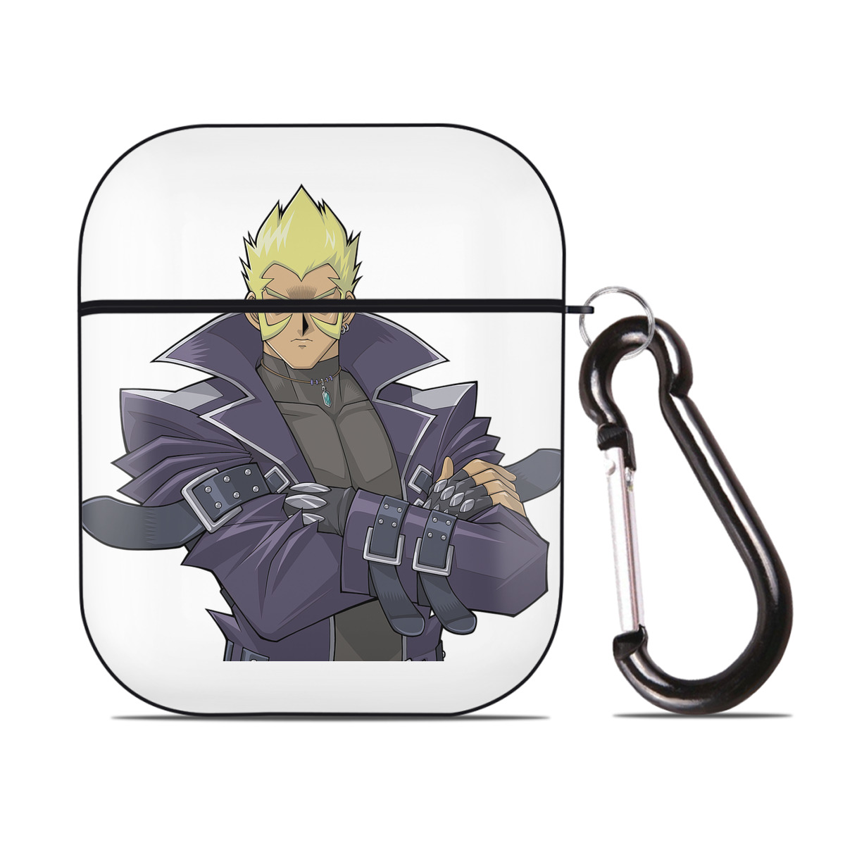（画像用） 遊☆戯☆王 Yu-Gi-Oh! AirPods 第2世代保護ケース ハードシェル ブラック 耐衝撃・防指紋・カラビナ付き