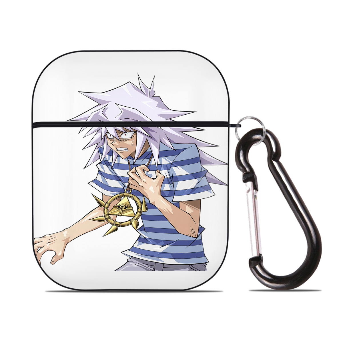 （画像用） 遊☆戯☆王 Yu-Gi-Oh! AirPods 第2世代保護ケース ハードシェル ブラック 耐衝撃・防指紋・カラビナ付き