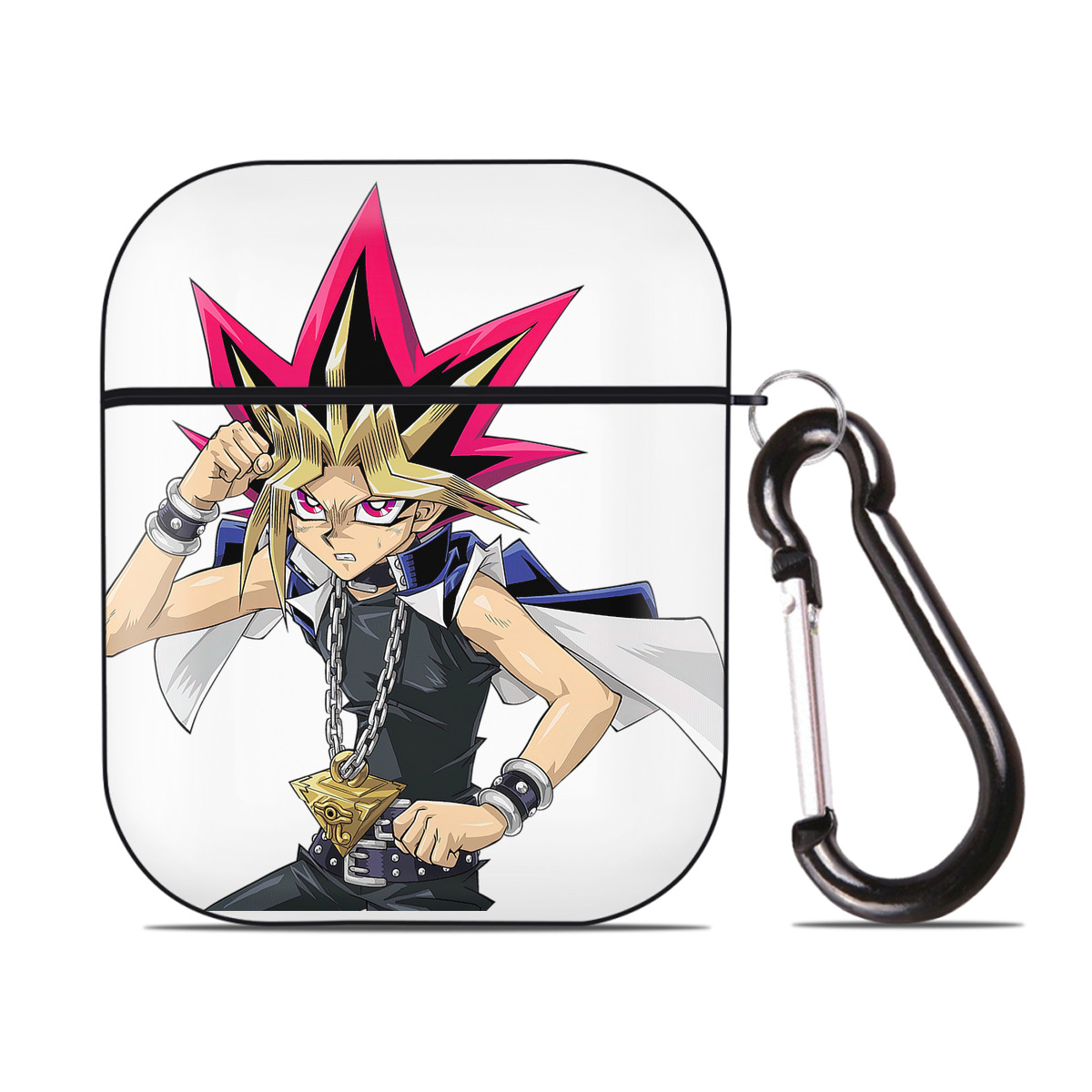 （画像用） 遊☆戯☆王 Yu-Gi-Oh! AirPods 第2世代保護ケース ハードシェル ブラック 耐衝撃・防指紋・カラビナ付き