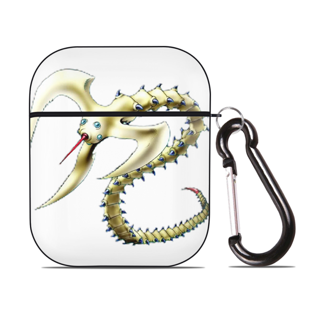 （画像用） 遊☆戯☆王 Yu-Gi-Oh! AirPods 第2世代保護ケース ハードシェル ブラック 耐衝撃・防指紋・カラビナ付き