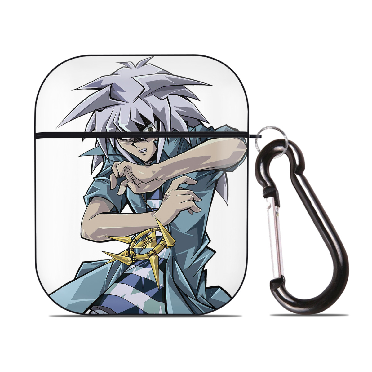 （画像用） 遊☆戯☆王 Yu-Gi-Oh! AirPods 第2世代保護ケース ハードシェル ブラック 耐衝撃・防指紋・カラビナ付き