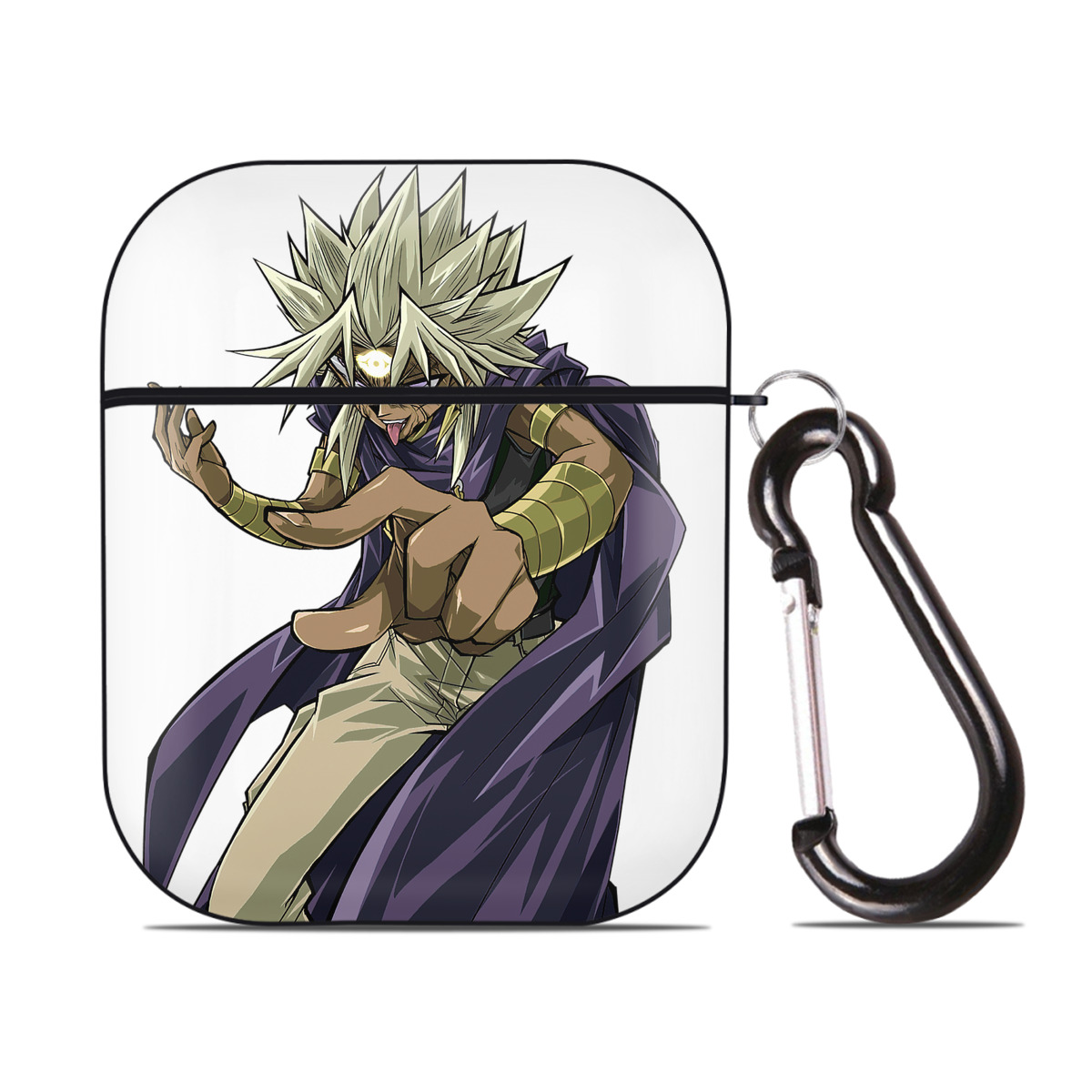 （画像用） 遊☆戯☆王 Yu-Gi-Oh! AirPods 第2世代保護ケース ハードシェル ブラック 耐衝撃・防指紋・カラビナ付き