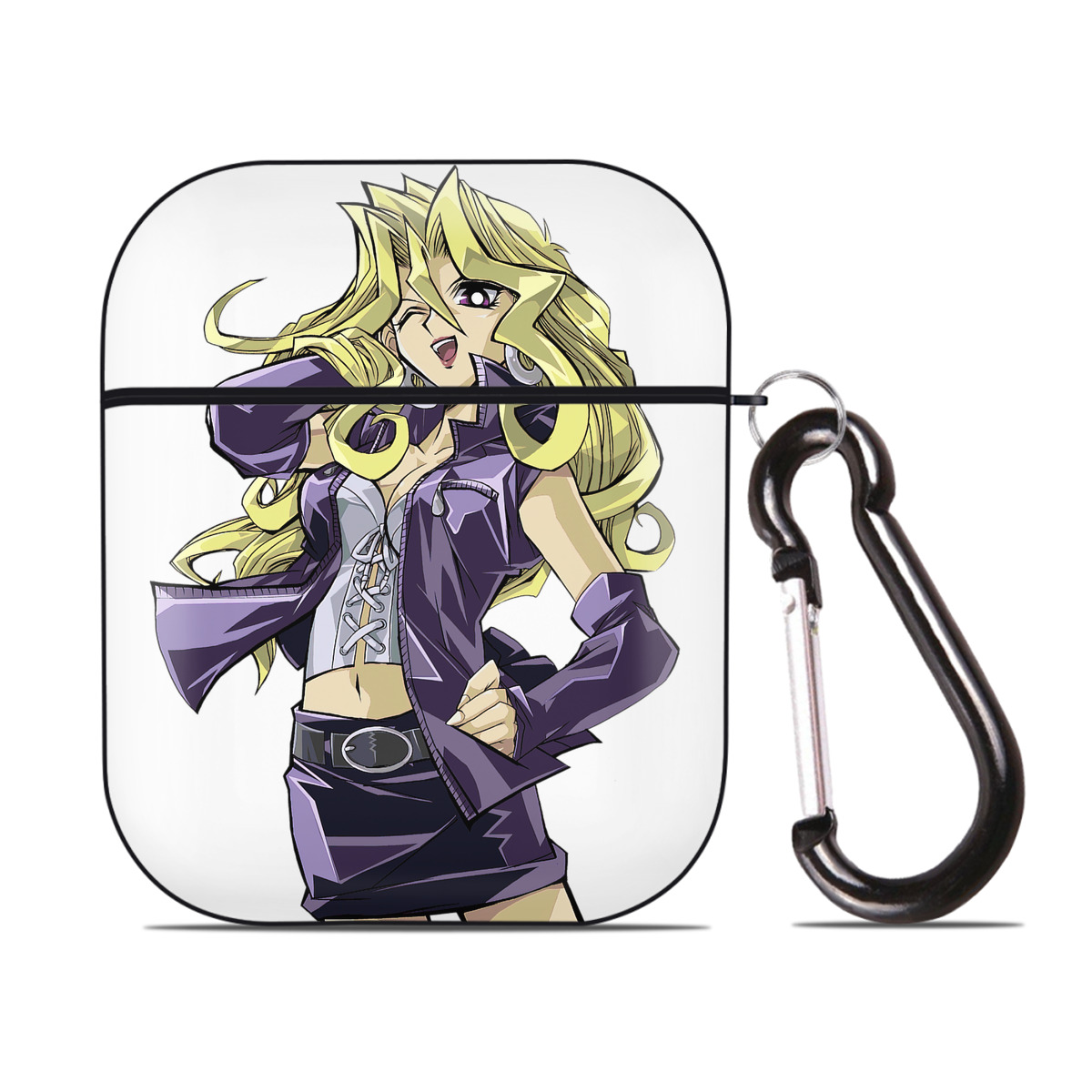 （画像用） 遊☆戯☆王 Yu-Gi-Oh! AirPods 第2世代保護ケース ハードシェル ブラック 耐衝撃・防指紋・カラビナ付き