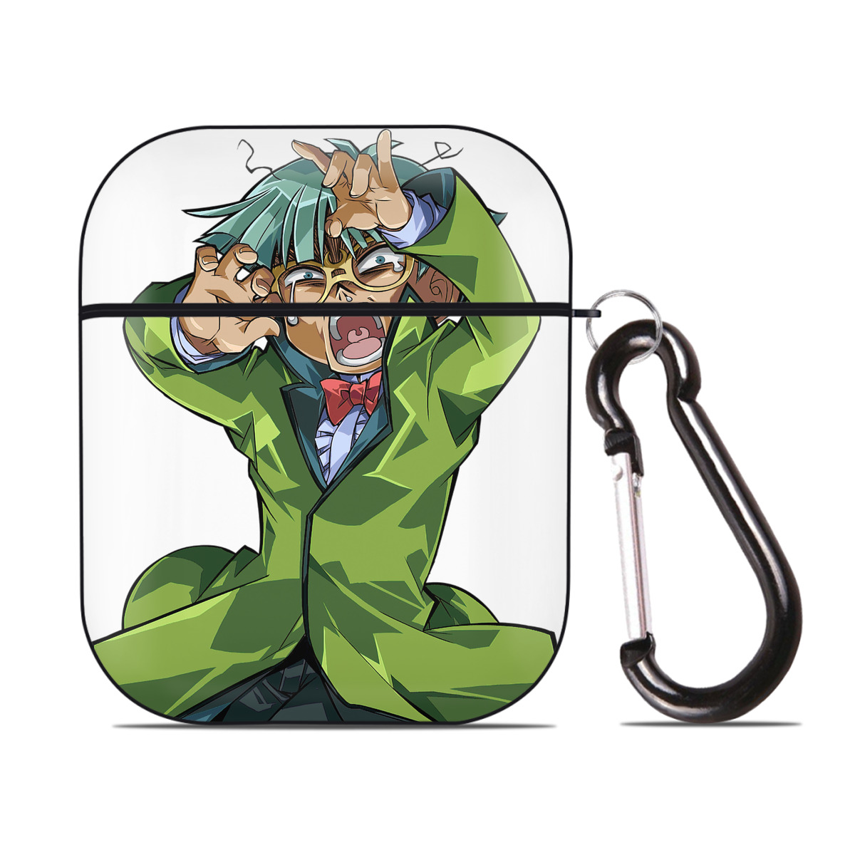 （画像用） 遊☆戯☆王 Yu-Gi-Oh! AirPods 第2世代保護ケース ハードシェル ブラック 耐衝撃・防指紋・カラビナ付き