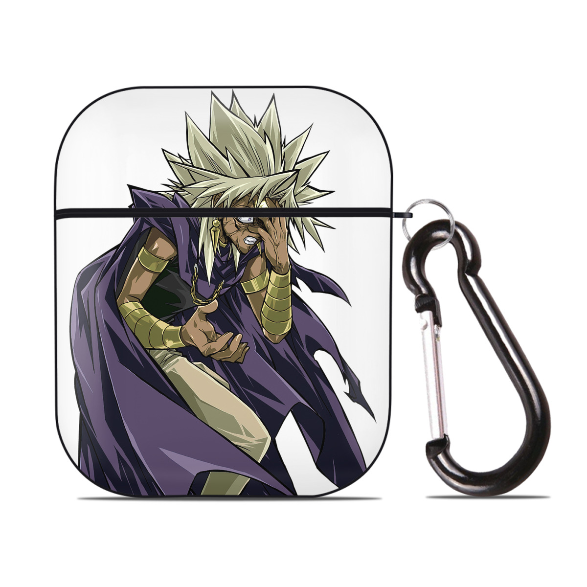 （画像用） 遊☆戯☆王 Yu-Gi-Oh! AirPods 第2世代保護ケース ハードシェル ブラック 耐衝撃・防指紋・カラビナ付き