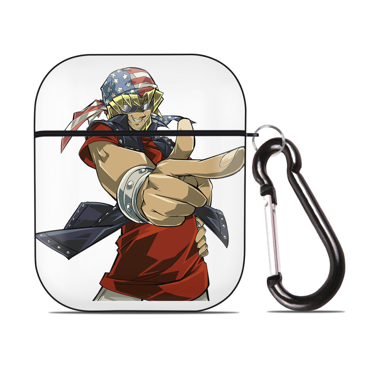 （画像用） 遊☆戯☆王 Yu-Gi-Oh! AirPods 第2世代保護ケース ハードシェル ブラック 耐衝撃・防指紋・カラビナ付き