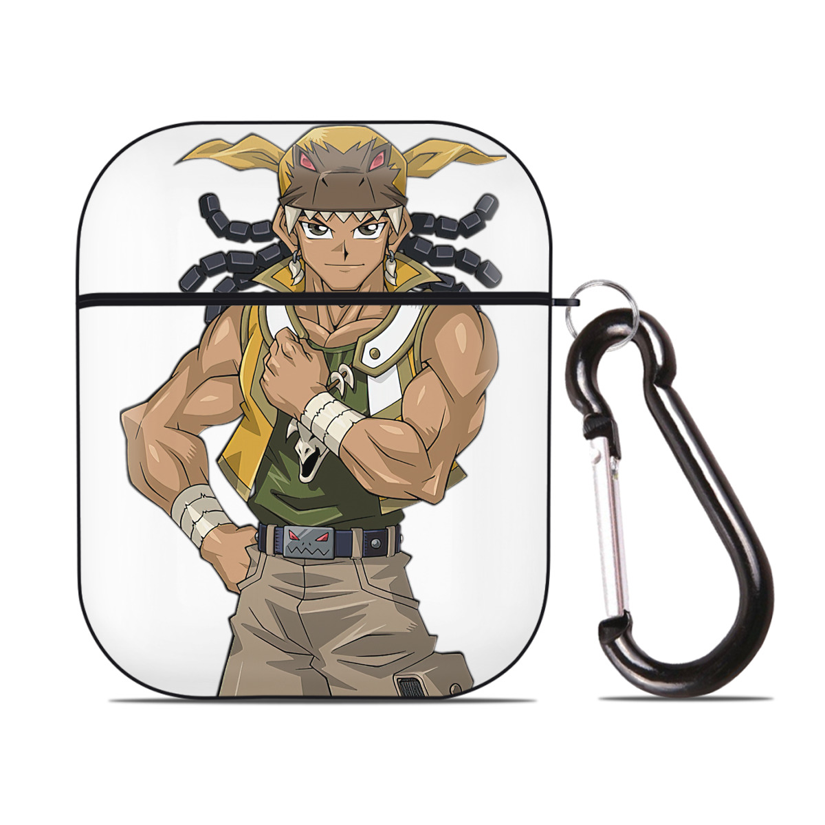 （画像用） 遊☆戯☆王 Yu-Gi-Oh! AirPods 第2世代保護ケース ハードシェル ブラック 耐衝撃・防指紋・カラビナ付き
