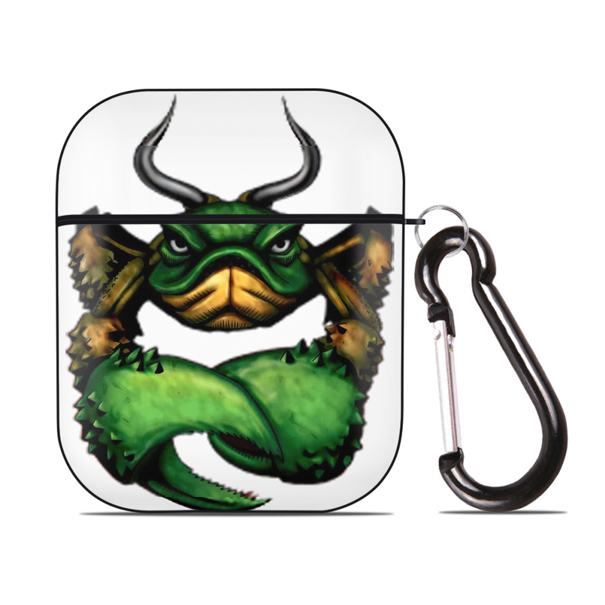 （画像用） 遊☆戯☆王 Yu-Gi-Oh! AirPods 第2世代保護ケース ハードシェル ブラック 耐衝撃・防指紋・カラビナ付き