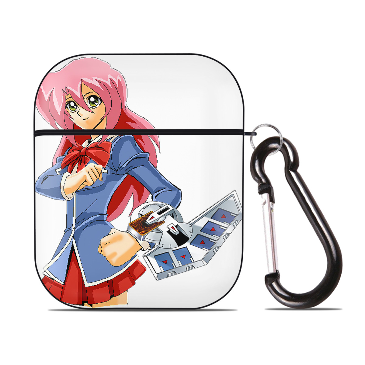 （画像用） 遊☆戯☆王 Yu-Gi-Oh! AirPods 第2世代保護ケース ハードシェル ブラック 耐衝撃・防指紋・カラビナ付き