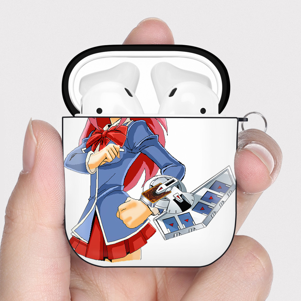（画像用） 遊☆戯☆王 Yu-Gi-Oh! AirPods 第2世代保護ケース ハードシェル ブラック 耐衝撃・防指紋・カラビナ付き