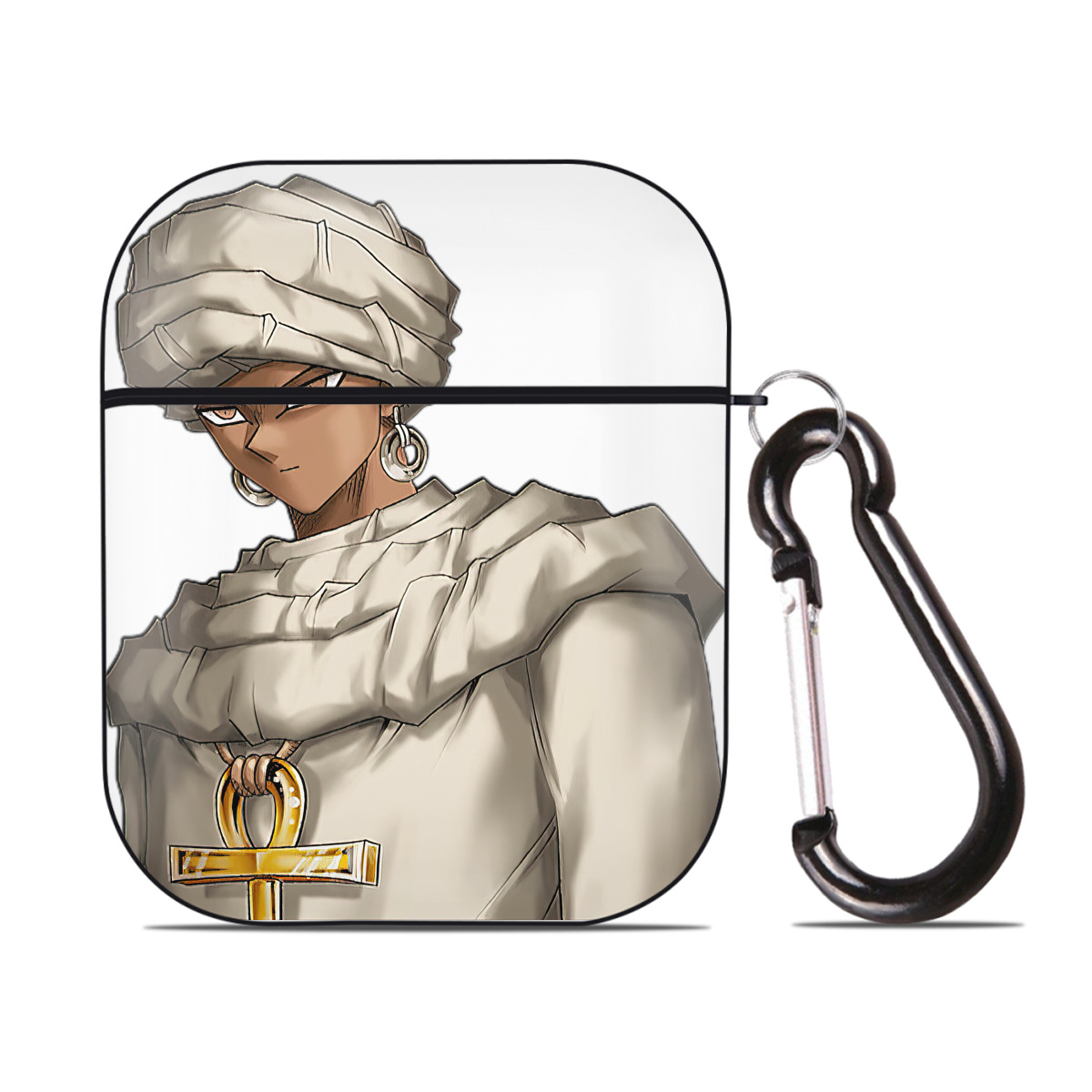 （画像用） 遊☆戯☆王 Yu-Gi-Oh! AirPods 第2世代保護ケース ハードシェル ブラック 耐衝撃・防指紋・カラビナ付き