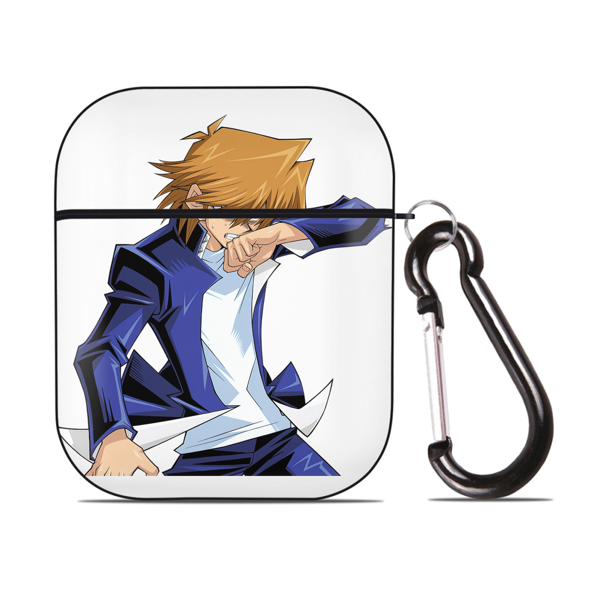 （画像用） 遊☆戯☆王 Yu-Gi-Oh! AirPods 第2世代保護ケース ハードシェル ブラック 耐衝撃・防指紋・カラビナ付き