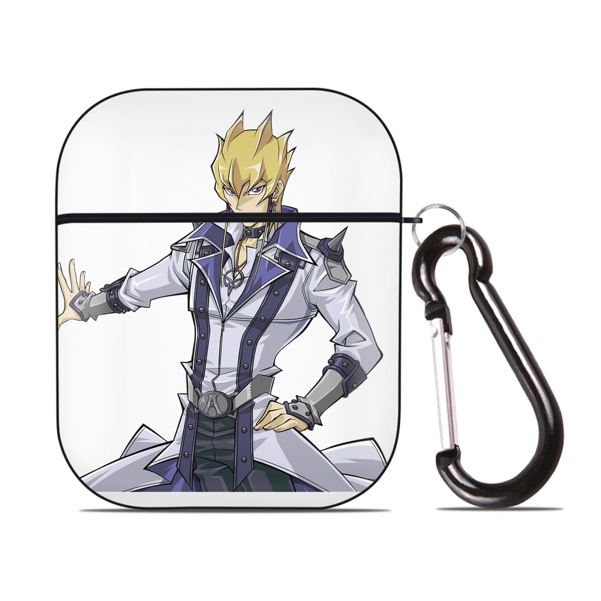 （画像用） 遊☆戯☆王 Yu-Gi-Oh! AirPods 第2世代保護ケース ハードシェル ブラック 耐衝撃・防指紋・カラビナ付き