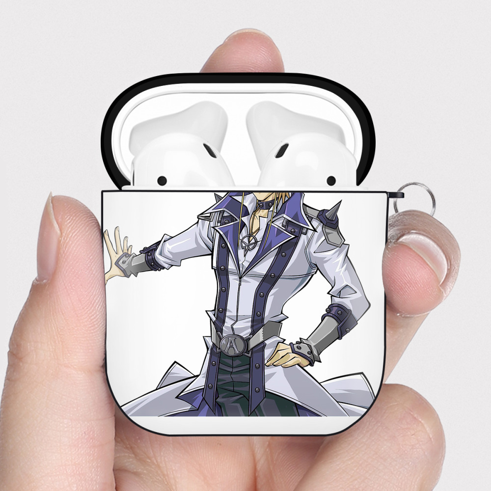 （画像用） 遊☆戯☆王 Yu-Gi-Oh! AirPods 第2世代保護ケース ハードシェル ブラック 耐衝撃・防指紋・カラビナ付き