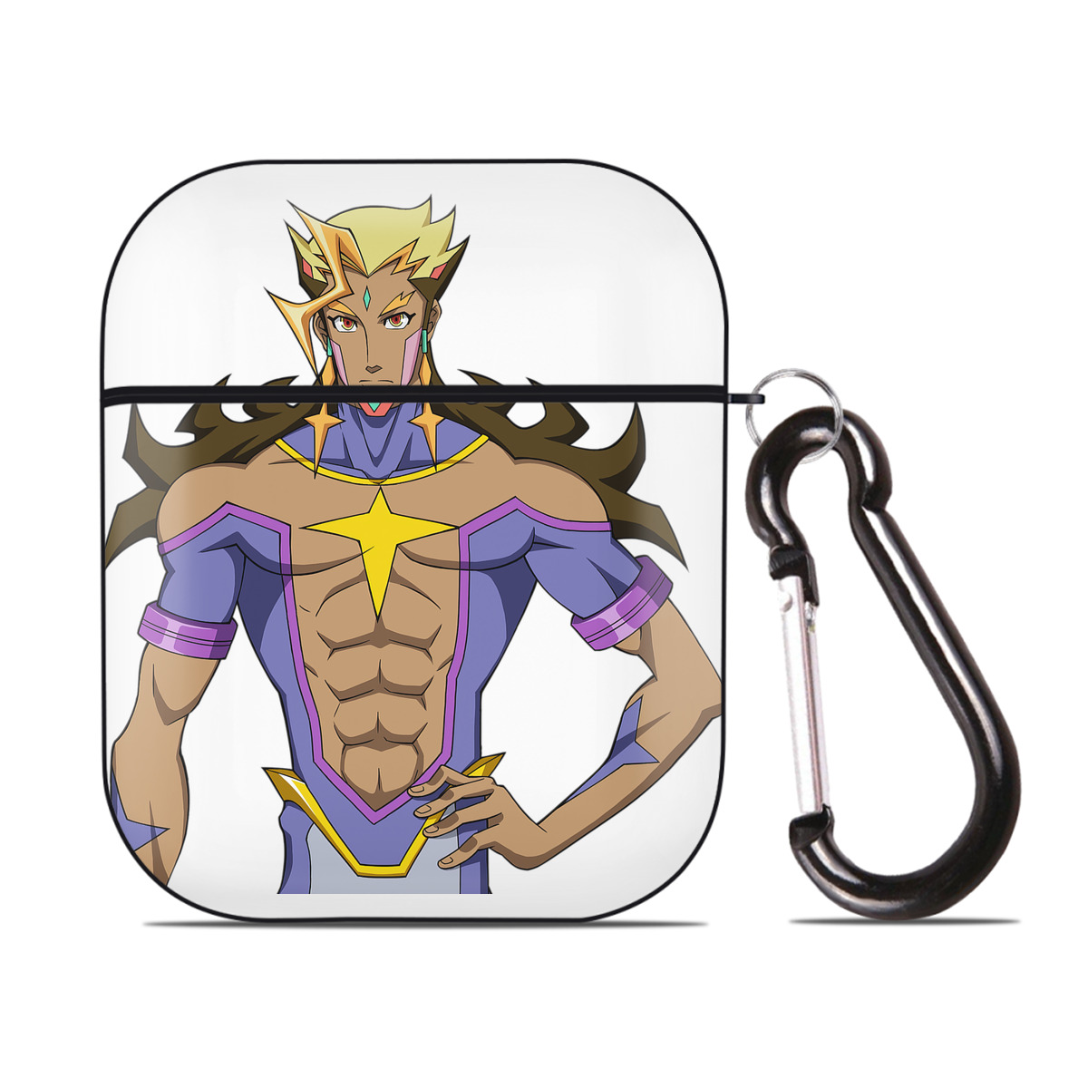 （画像用） 遊☆戯☆王 Yu-Gi-Oh! AirPods 第2世代保護ケース ハードシェル ブラック 耐衝撃・防指紋・カラビナ付き