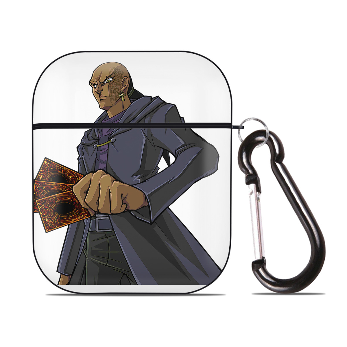 （画像用） 遊☆戯☆王 Yu-Gi-Oh! AirPods 第2世代保護ケース ハードシェル ブラック 耐衝撃・防指紋・カラビナ付き