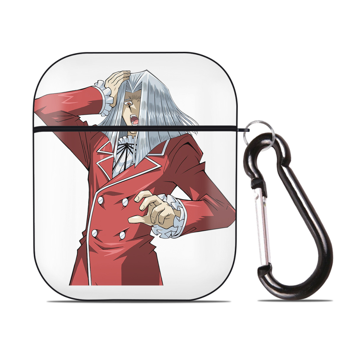 （画像用） 遊☆戯☆王 Yu-Gi-Oh! AirPods 第2世代保護ケース ハードシェル ブラック 耐衝撃・防指紋・カラビナ付き