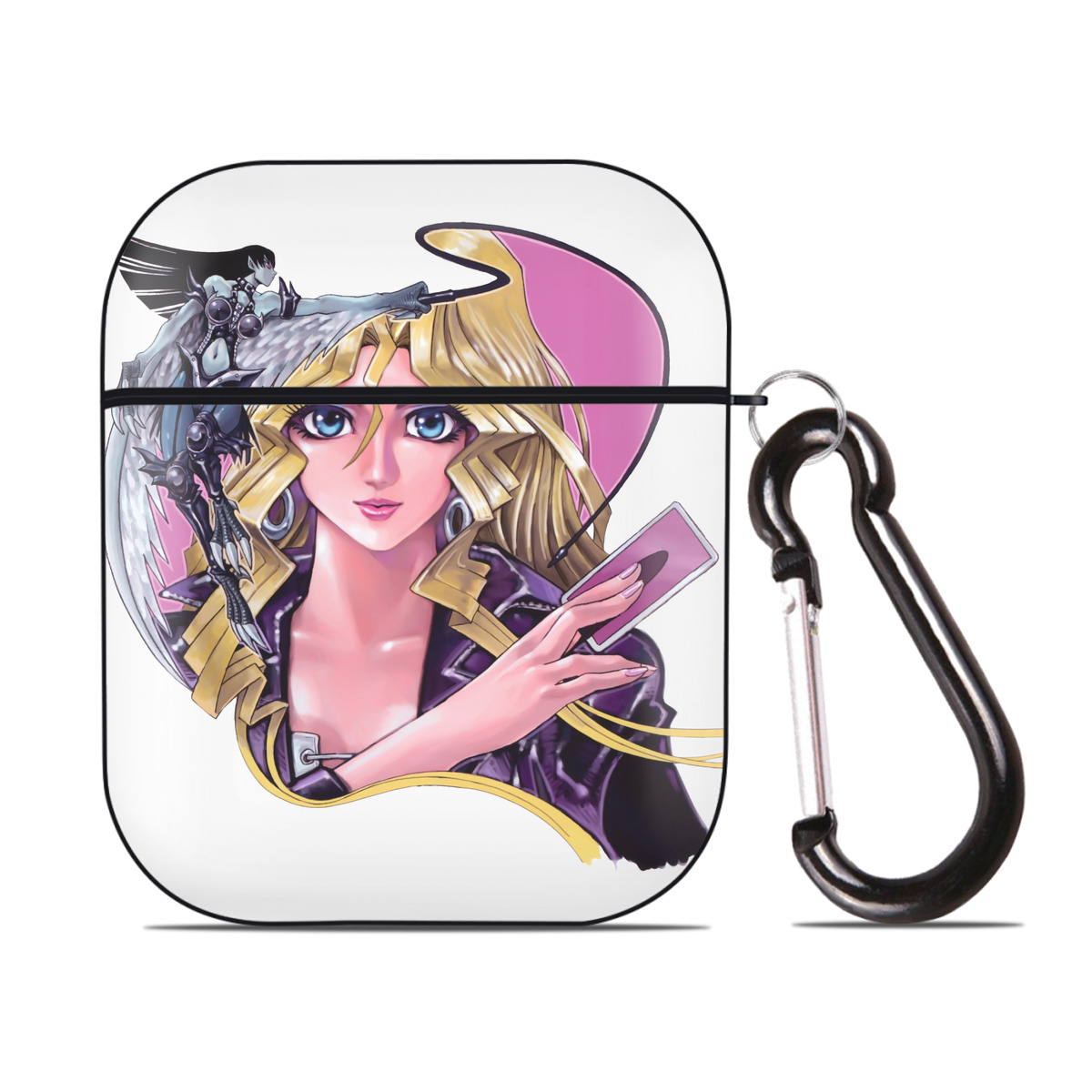 （画像用） 遊☆戯☆王 Yu-Gi-Oh! AirPods 第2世代保護ケース ハードシェル ブラック 耐衝撃・防指紋・カラビナ付き